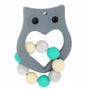 custom bpa free safety baby toy animal teething ring owl silicone teether