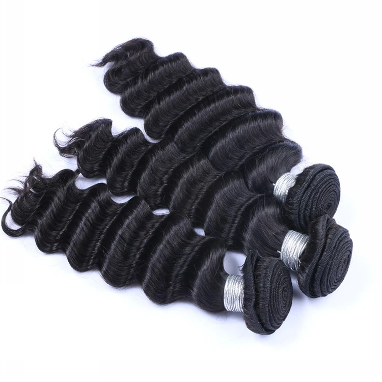 

Original human hair best quality deep wave hair weaving unprocessed wholesale virgin hair bundles, Natural black &can be customized