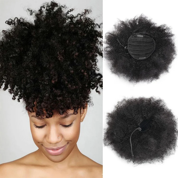 Afro Kinky Curly Human Hair Ponytail Extensions