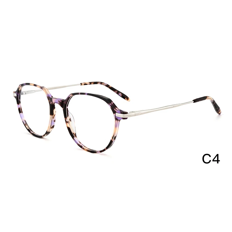 

Wholesale Eyeglasses Acetate Rim Glasses Eyewear Optical Frames With Metal Temple