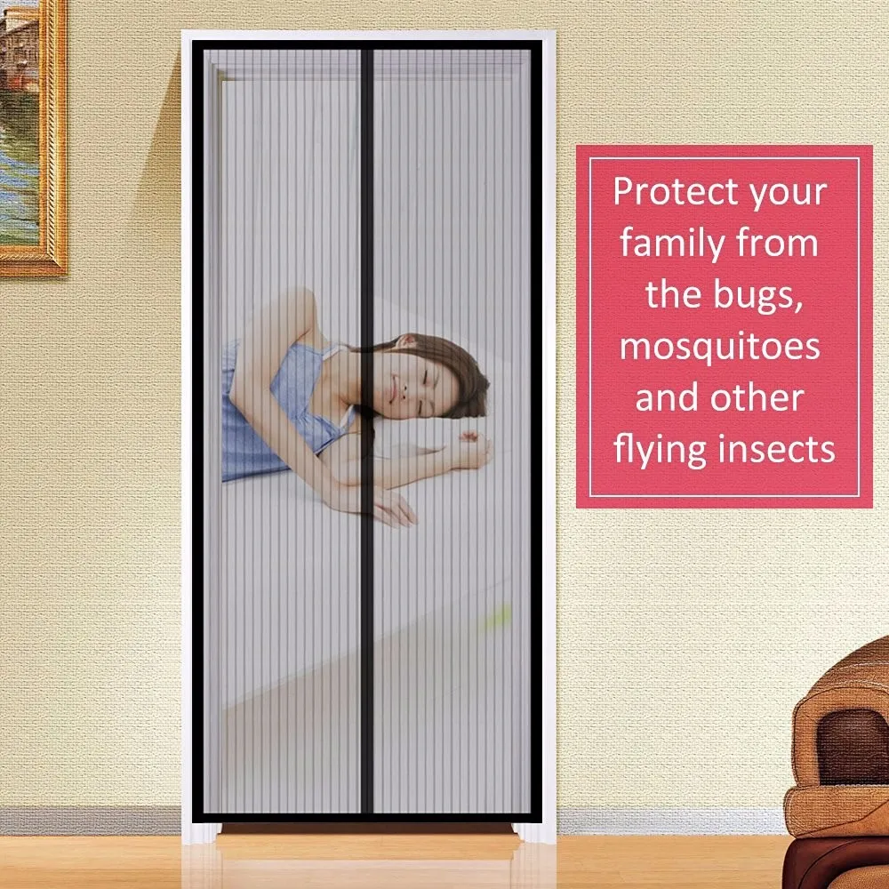 Heavy Duty Mesh Screen Door Hidden Insect Mesh Curtain