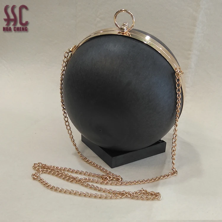 

hot sale 18cm ball shape shiny gold box shell purse metal frame for handbag