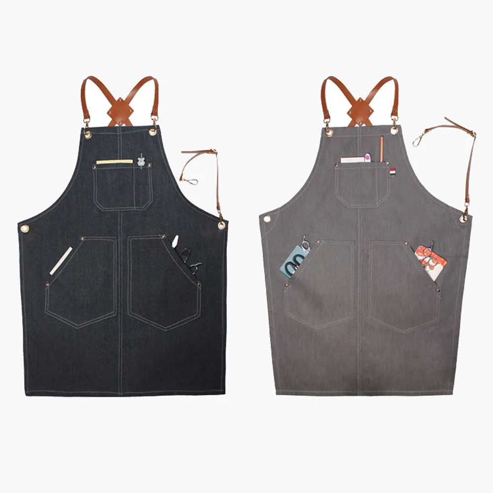 Black mens barbeque welders leather bbq tools cooking apron