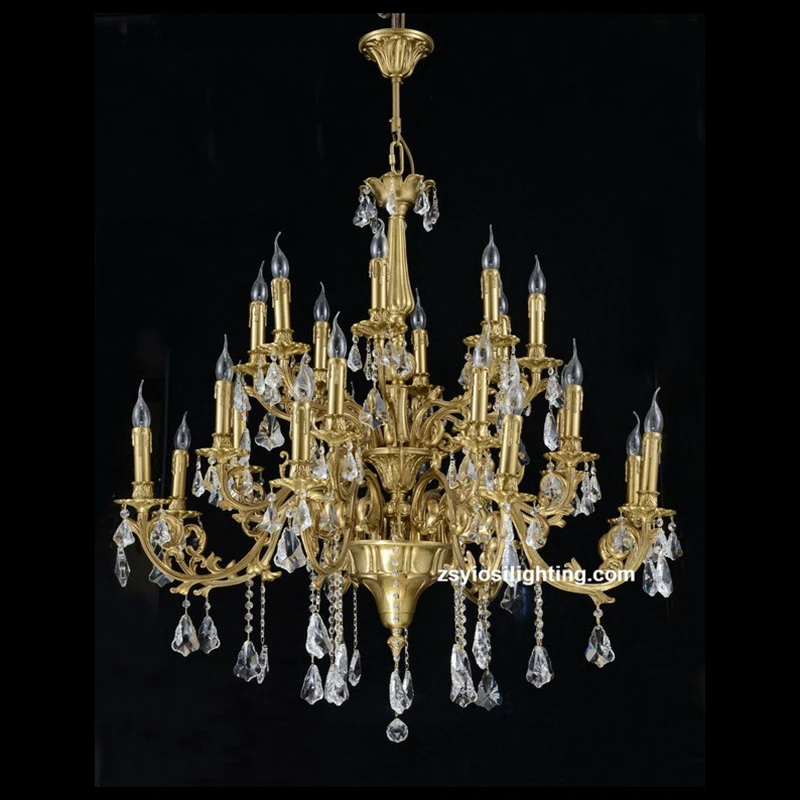 Brass Chandelier Lighting Luxury 24 Light Brass Crystal Chandelier Lamp