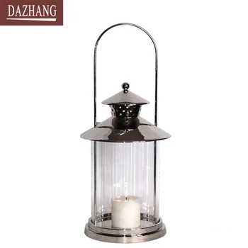 Metal Hurricane Lantern Candleholder Nickle Plating With Explosion