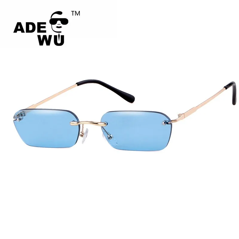 

ADE WU STYZ6050Y Retro Women Small Rectangle Sunglasses Men Luxury Brand Designer Rimless Tiny Blue Red Black Sun Glasses Shades, Any color available