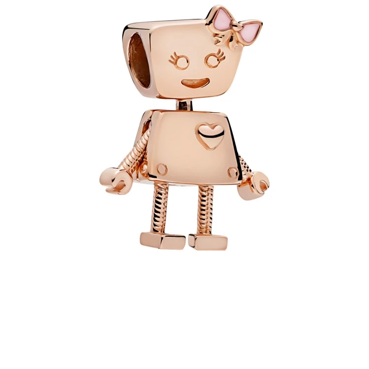 

Hot sale bella bot rose gold charm wholesale European rose gold pink enamel charm