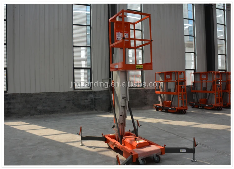 Vertical Manual Single Mast Aluminum Lift Hydraulic One Man Lift For