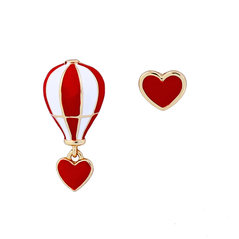 

ed01591c Fire Balloon Designs Enamel Heart Christmas Earrings, As picture