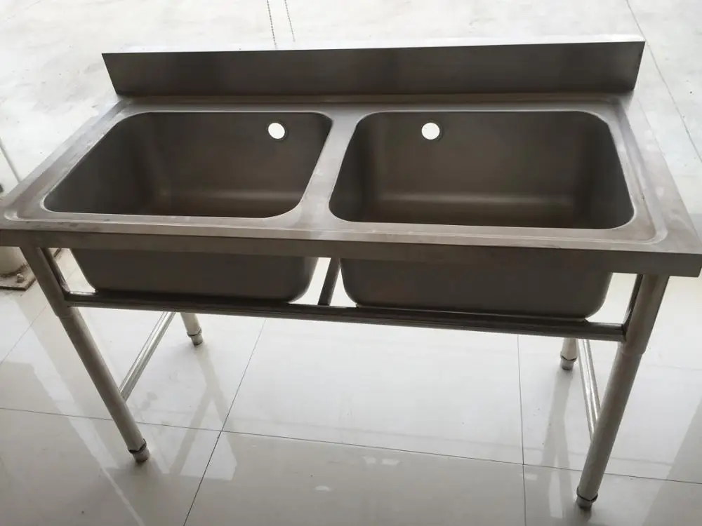 Used Commercial Stainless Steel Double Bowl Kitchen Sink With