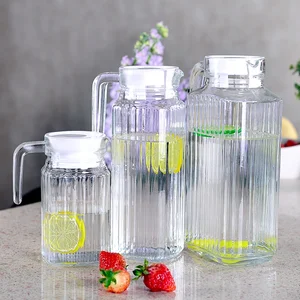 Image of Free sample 1L wholesale ribbed milk juice water glass jug
