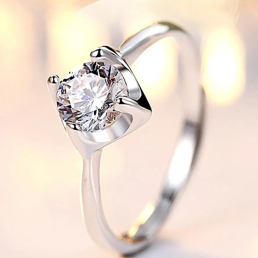 

2018 New adjustable simple and round zircon love adjustable ring