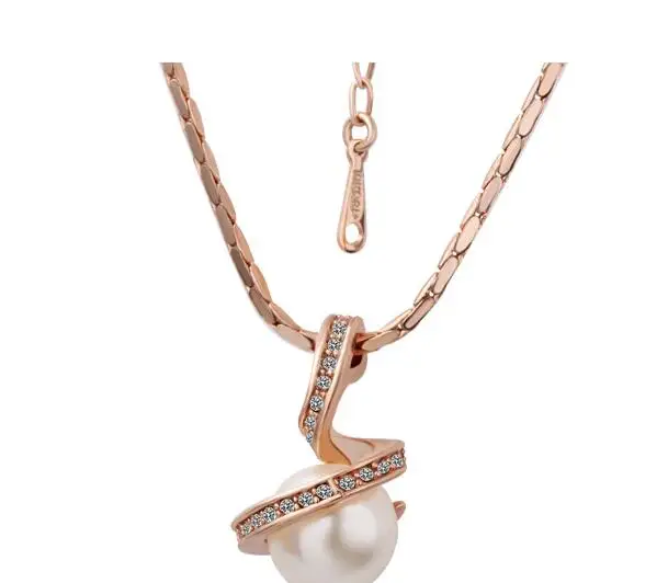 

Cubic Zirconia Simulated Pearl Beads Rose Pated Necklaces & pendants Fashion Women Jewelry