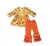 Wholesale girls boutique halloween elements printed dresses match ruffle pants girls boutique outfits fall