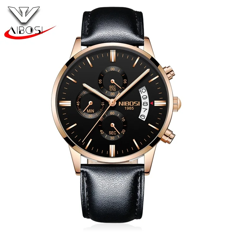 

17NIBOSI Fashion Mens Watch 43mm Gold Solid Stainless Steel Band IPG Chrono Watch waterproof, N/a