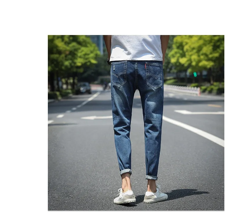 

Men's summer popular logo slim fit with nine-point skinny jeans, Picture