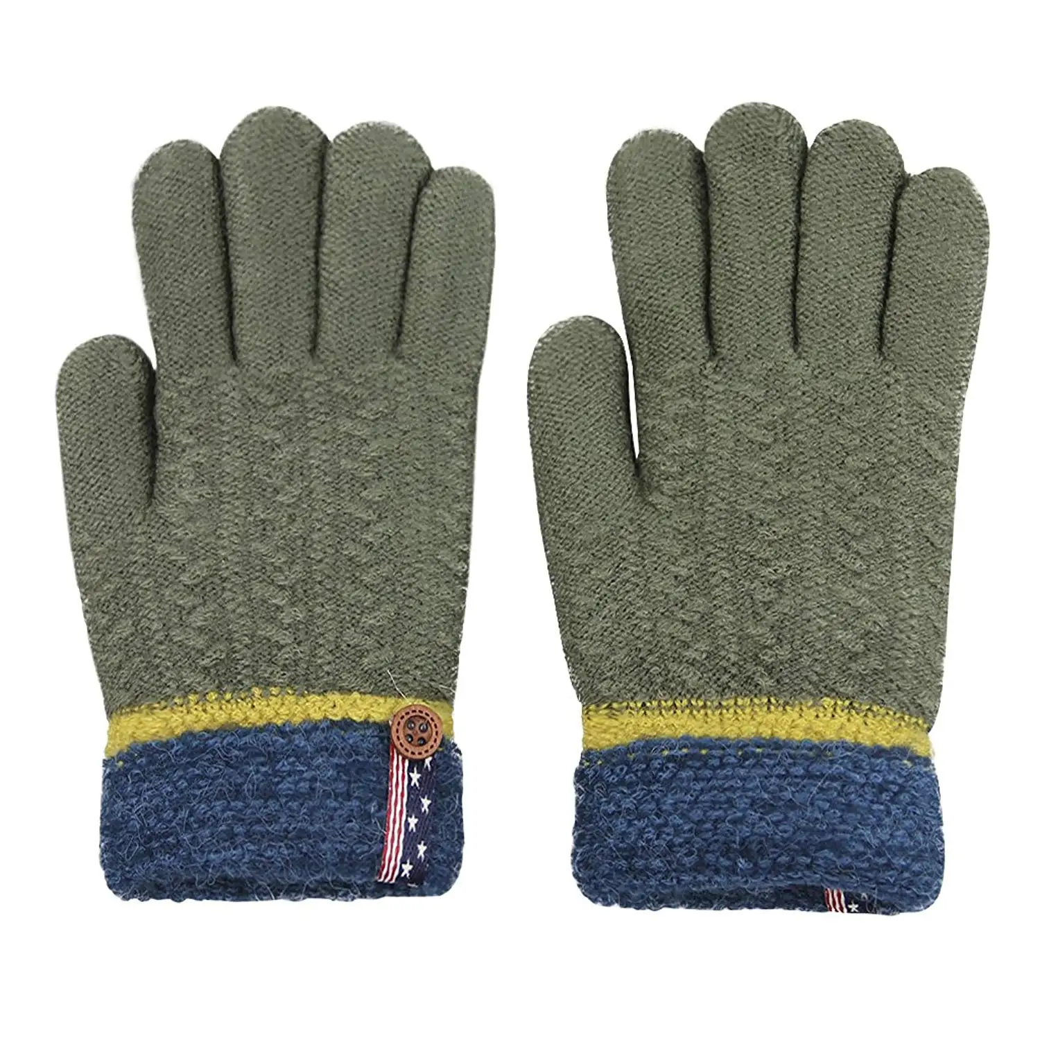 Girls OMG Black Stretch Knit Emoji Gloves Children/’s Magic Gloves for Winter