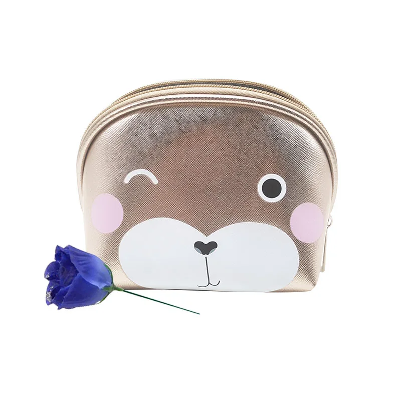 

YTF-P-YTZ13 Free Shipping Shell Shape Makeup Bag Cute Cartoon Bear Cosmetic Bag Online Shopping, Gold