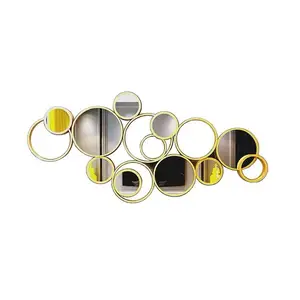 Image of Metal rings home decorative wall hanging art and craft with mirror