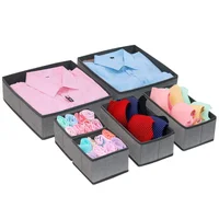 

Hot Sale Set of 6 Underwear Cubes Drawers Organiser Foldable Fabric Storage Box Wardrobe Storage Basket