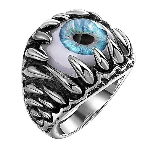 

2020 Vintage Cool Stainless Steel Gothic Dragon Claw Devil Eye Men's Ring,New Design Queer Finger Ring For Boys, Gold,rose gold,black and silver