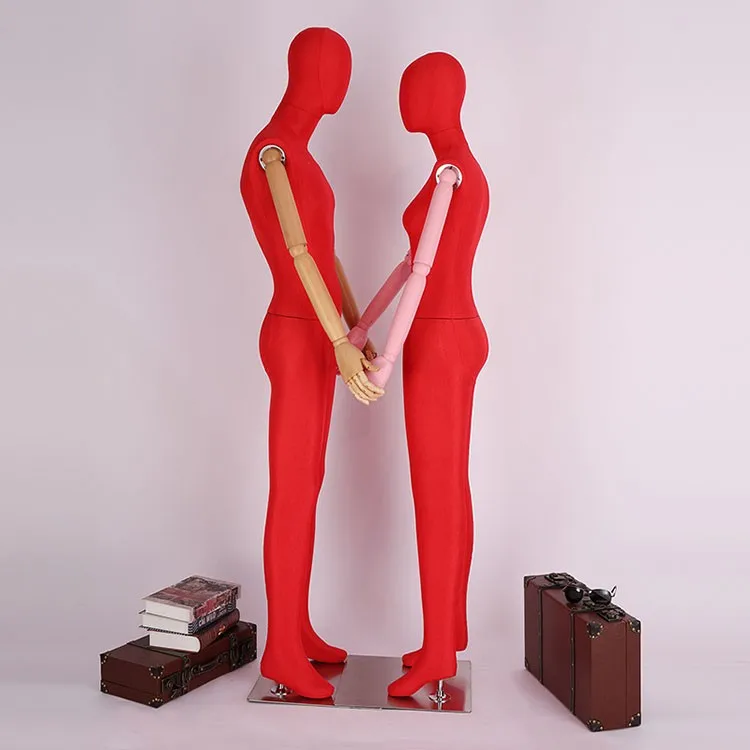 Xinji Red Color Fabric Female Mannequin Covered Fabric Full Body