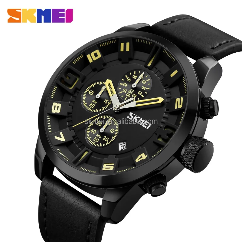 

Watches men luxury brand automatic leather jam tangan for men on sale, Black / red / brown / yellow