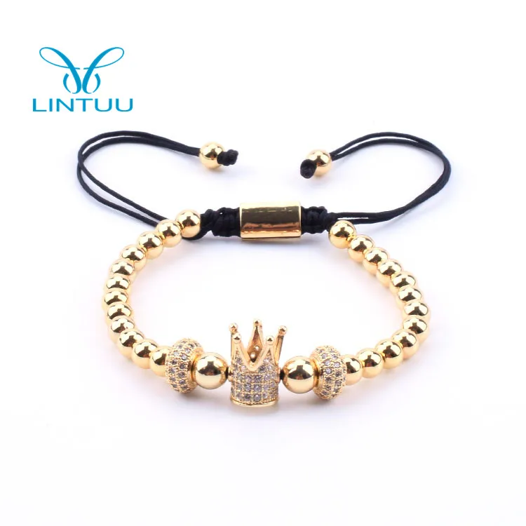 

Unisex Gender Interval CZ Micro Pave Beads Gold Plated Weave Bracelets