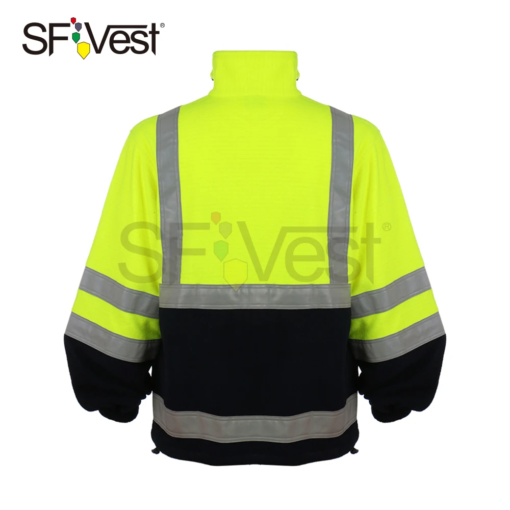 Polyester Fleece Anti Pilling Sweater With Reflective Tape Class 3 Black Bottom Working
