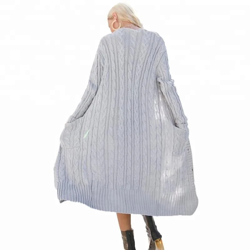 Most Trendy Cable Knit Long Maxi Cardigan Full Length Women Knit