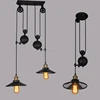 vintage Industrial two head lamp iron material adjustable retro pulley pendant lamp
