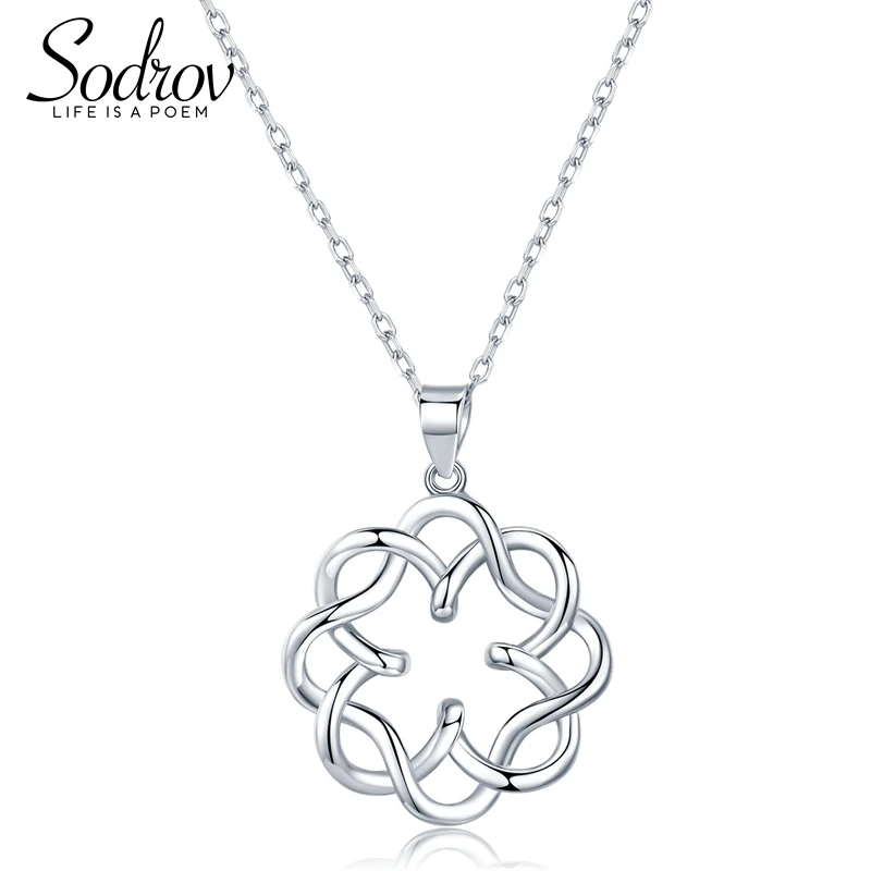 

925 sterling silver flower unique pendant necklace Fine Jewelry For women HN025 Personalized