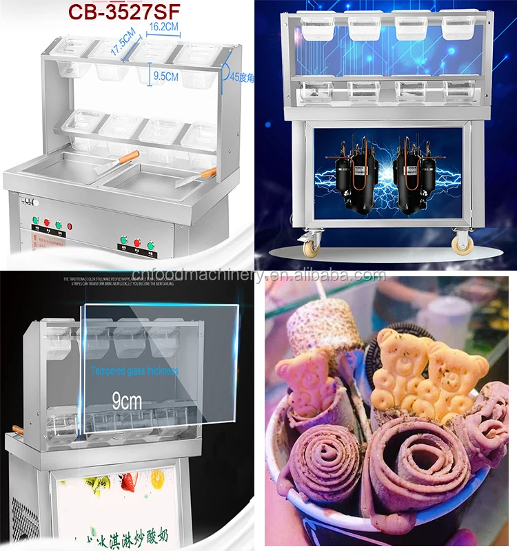 Frozen Roll Single Fried Ice Cream Machine Roll Fry Ice Cream Machine