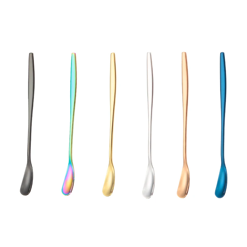 

Colored stainless steel spoon with long handle coffee spoon stirring spoon, Gold,sliver,black,blue,rainbow,rose gold