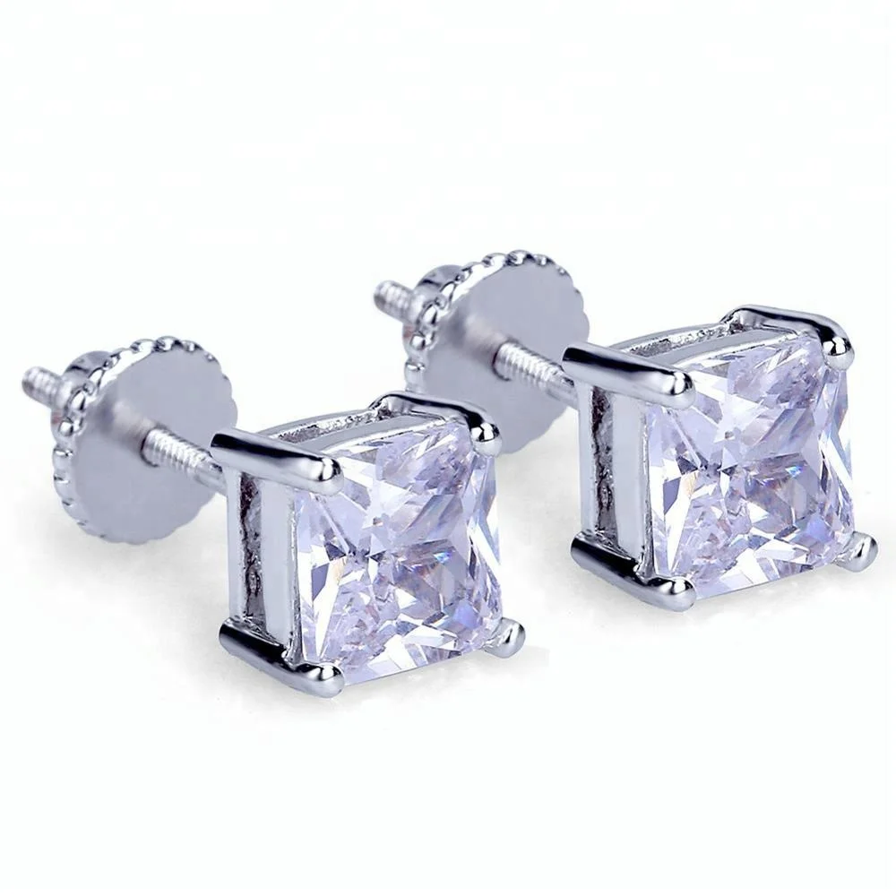 

Gold Plated Micro-Inlaid Square Zircon Earring Hip Hop 6mm Jewelry Earrings