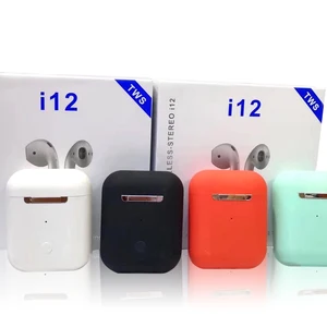 Best offer touch control i12 tws V5.0 earphone headphone with charging box wireless earphone tws earphone
