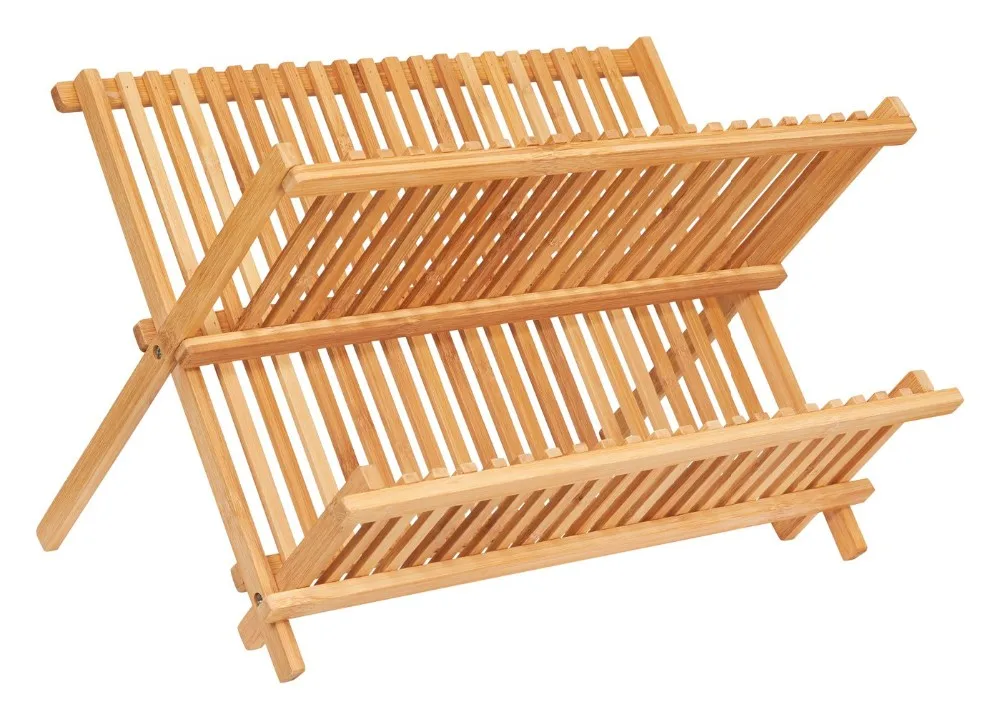 Houselin Collapsible Bamboo Folding Expandable Over In Sink Dish Rack 2