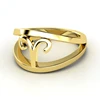 Fashion 14K Gold Plated 316L Stainless Steel Jewelry Zodiac Sign Ring