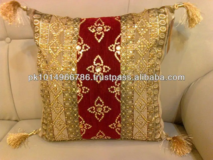 Cushion Cover Handmade Embroidered Sequins Beaded New Latest