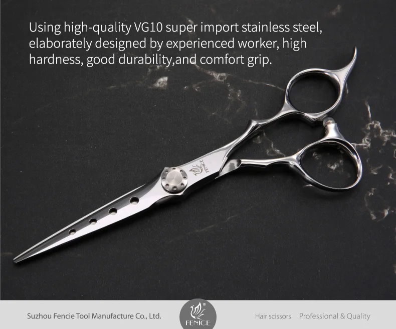 6.25 Inch Japanese VG10 Stainless Steel Barber Hair Scissors Blade with Holes