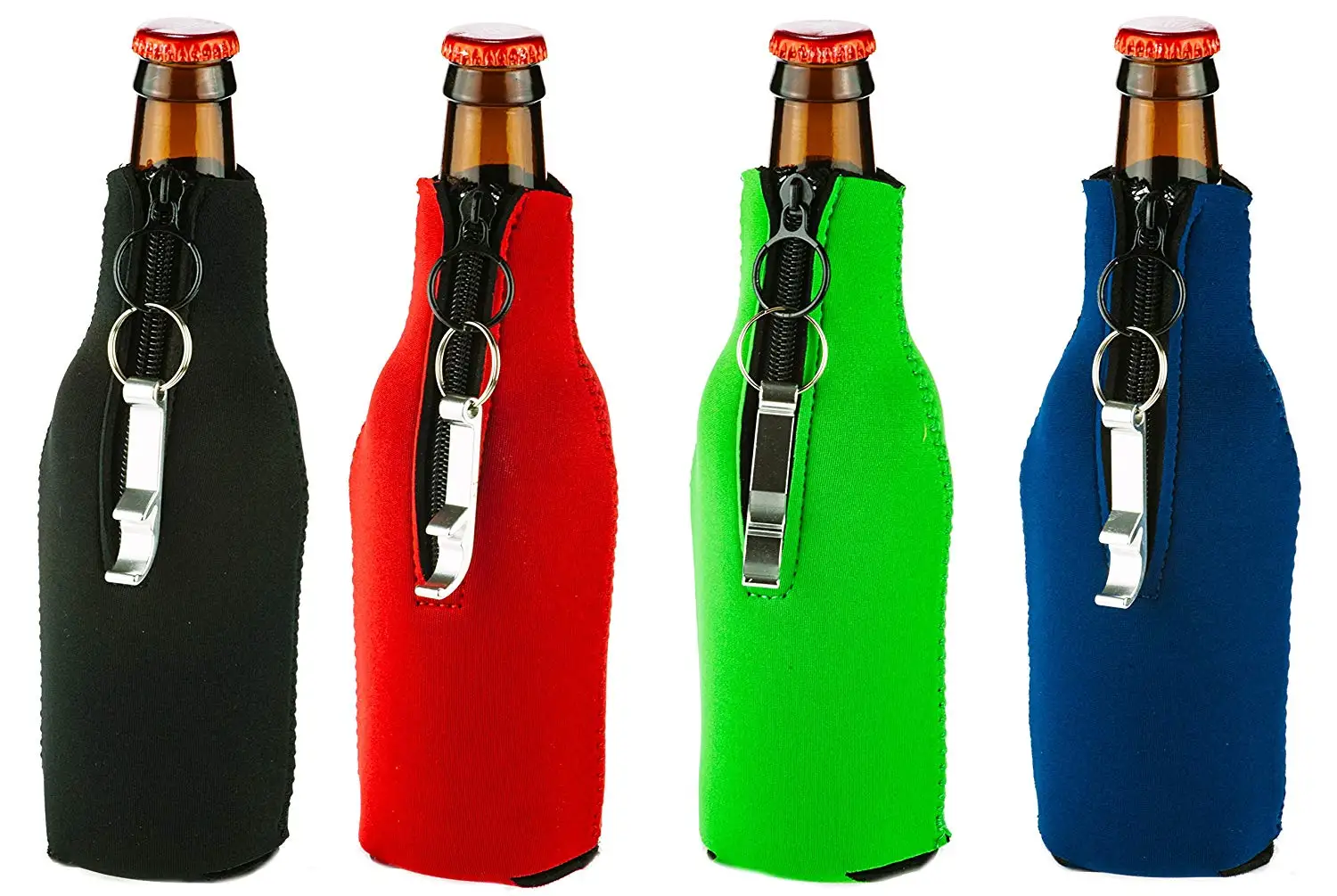 7 Farbset Neopren Kühlerhalter mit Gel Reißverschluss für Bier