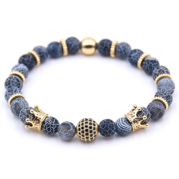 

Top Design Women Custom New Fashion Bracelet Jewelry Unisex Charm Zircon Metal 8mm Natural Stones Beads Bracelets, As show