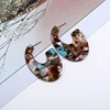 2019 New Arrival Exaggerated Leopard Personality Round Geometric Acrylic Stud Earrings Polygon C Shape Acrylic Leopard Earring