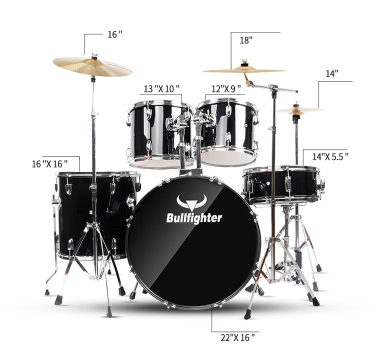 5-Piece Complete Full Size Adult Drum Set