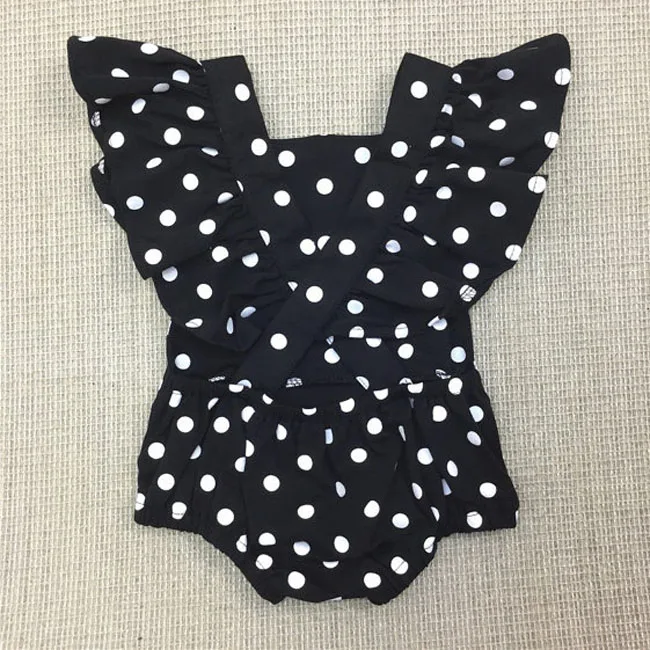 
bamboo clothing romper flutter evening bf harem polka dots black rompers with ruffles 