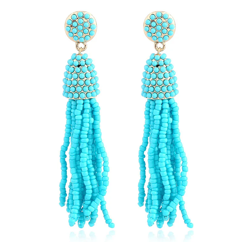 

Women's Beaded Tassel Earring Long Fringe Drop Dangle Earrings