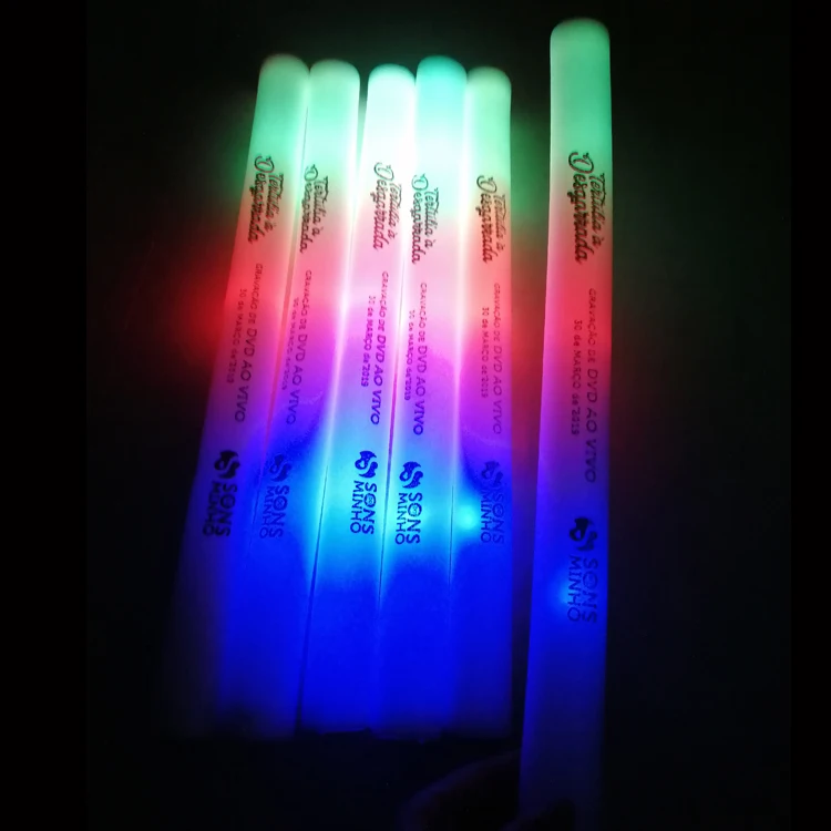 
wholesale light up custom logo led flashing foam stick for party , festivals, raves, birthdays, concert 