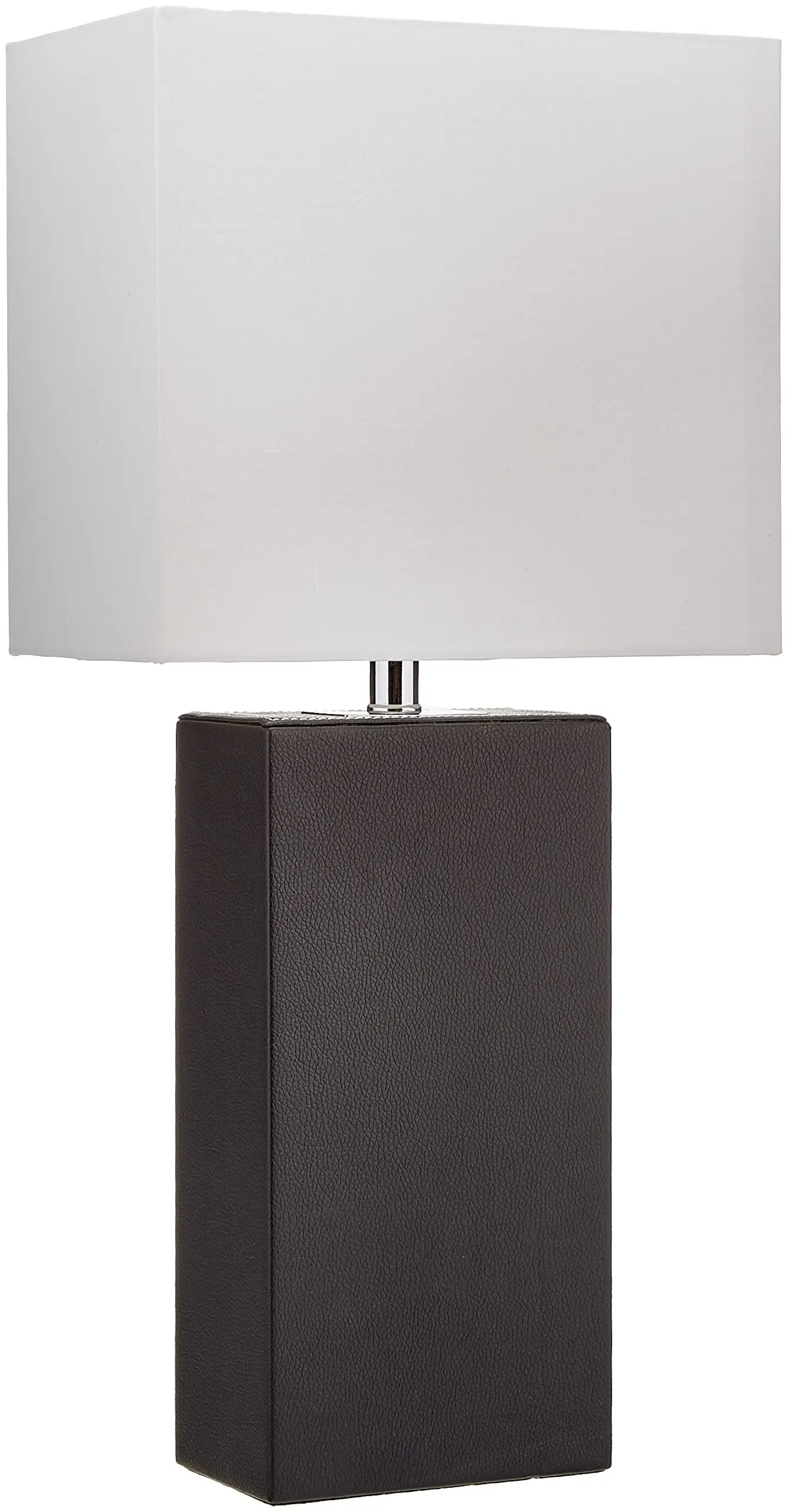 Elegant Designs LT1025-BLK Genuine Leather Table Lamp, 10" x 6" x 21", Black
