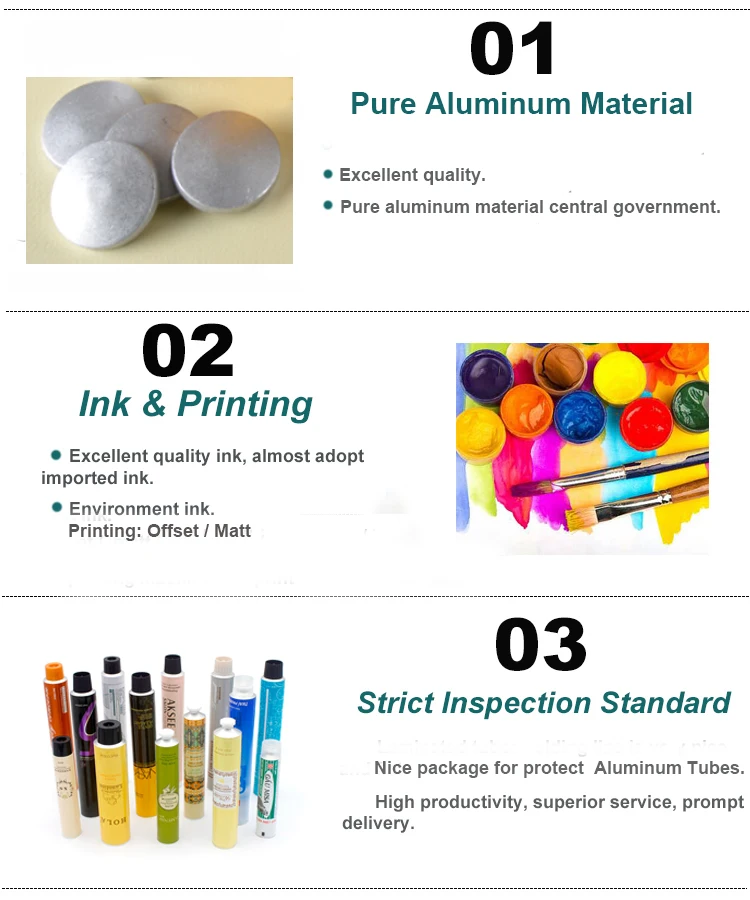 Manufacturer ISO empty ointment aluminum packaging tube cosmetic tubes 50ml