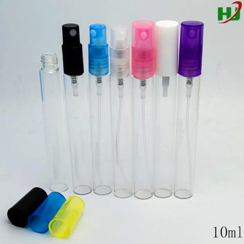 
Haojie fast shipping 10ml glass sprayer bottle with 11mm plastic mist sprayer and cap 